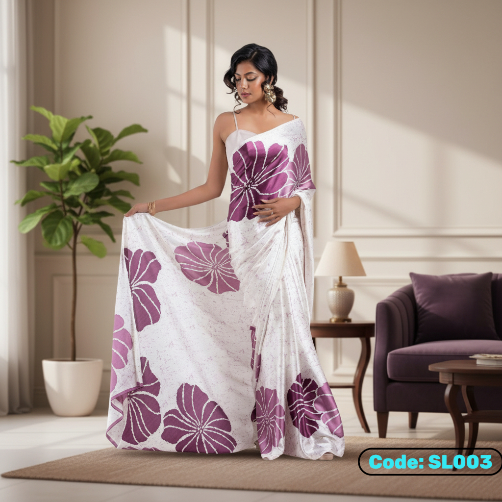 White Fancy Japan Satin saree